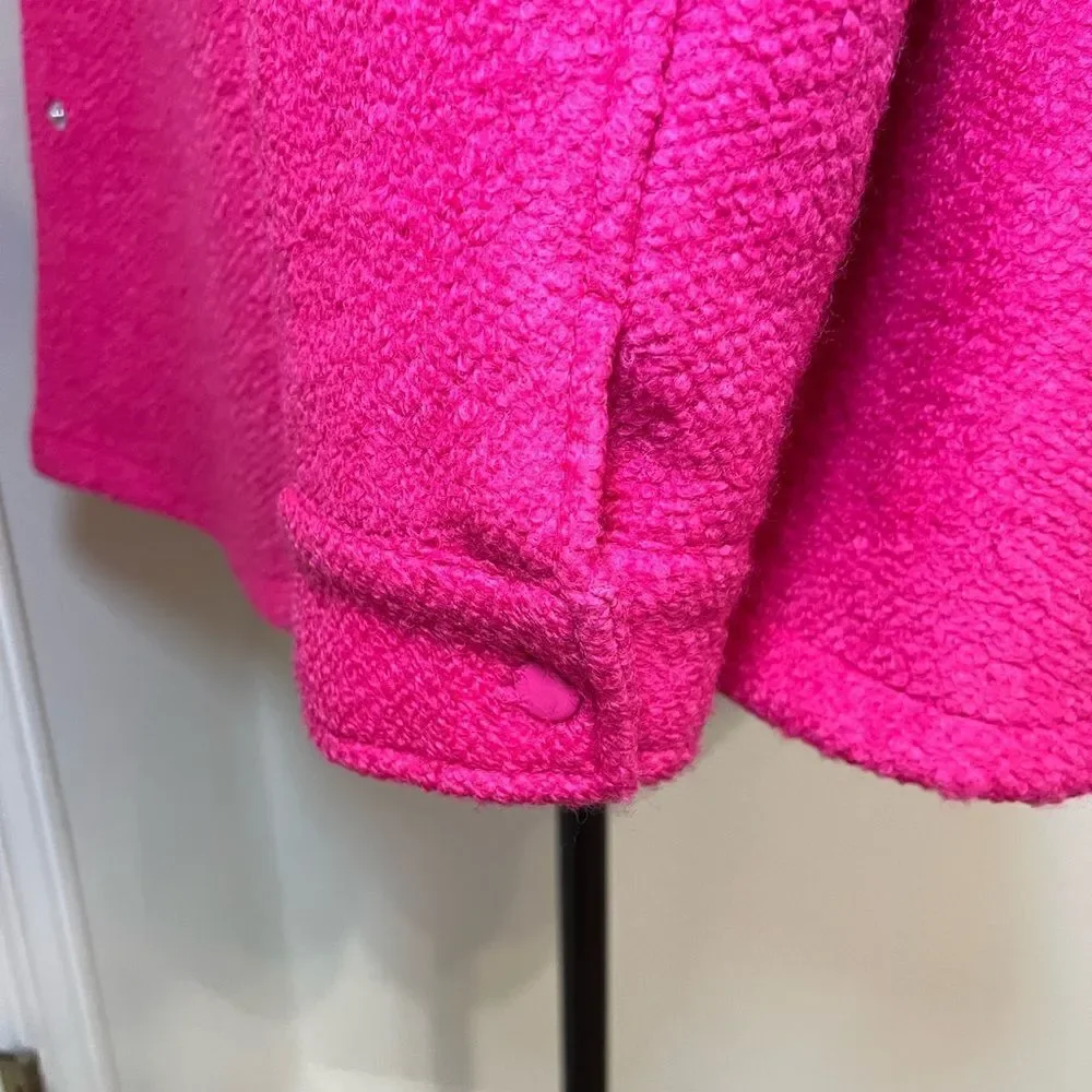 H&M Fuchsia Pink Wool blend Shirt Jacket Size M Like New Condition - Picture 8 of 11
